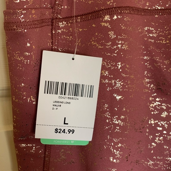 NWT Forever 21 wide band pink metallic leggings. Size Large. - Picture 5 of 13